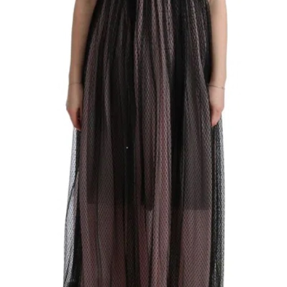 Elegant Black Mesh Overlay Dress